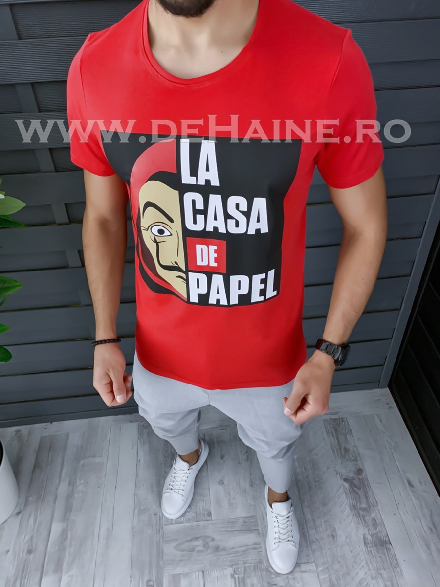 Tricou barbati rosu slim fit B1192 P4-4